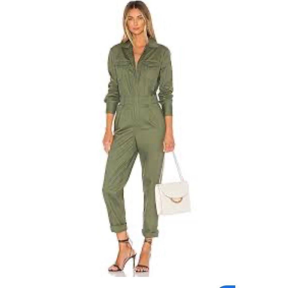 Tularosa Valley Green Long Sleeve Zip Front Collared Utilitarian Jumpsuit Size M